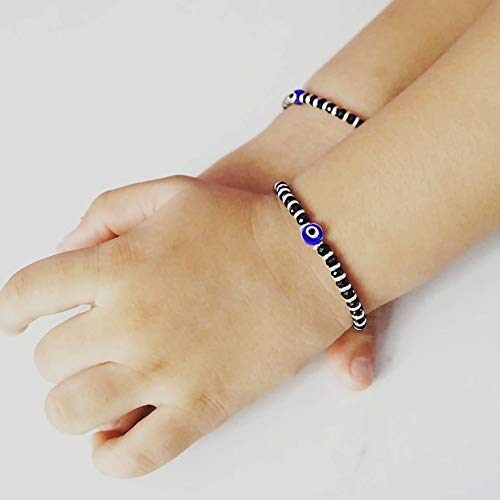El Regalo Cute Evil Eye Nazaria Anklets cum Bracelet for Babies/Kids | Fancy Evil Eye Black & Silver Color Beads Anklets/Bracelet for Baby Girl & Boys (Evil Eye Nazariya Anklets/Bracelet)