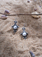 El Regalo Oxidized 925 Silver Plated Pearls Hook Earrings- Vintage Retro Style Pearl Drop Handmade Earrings for Women/Girls