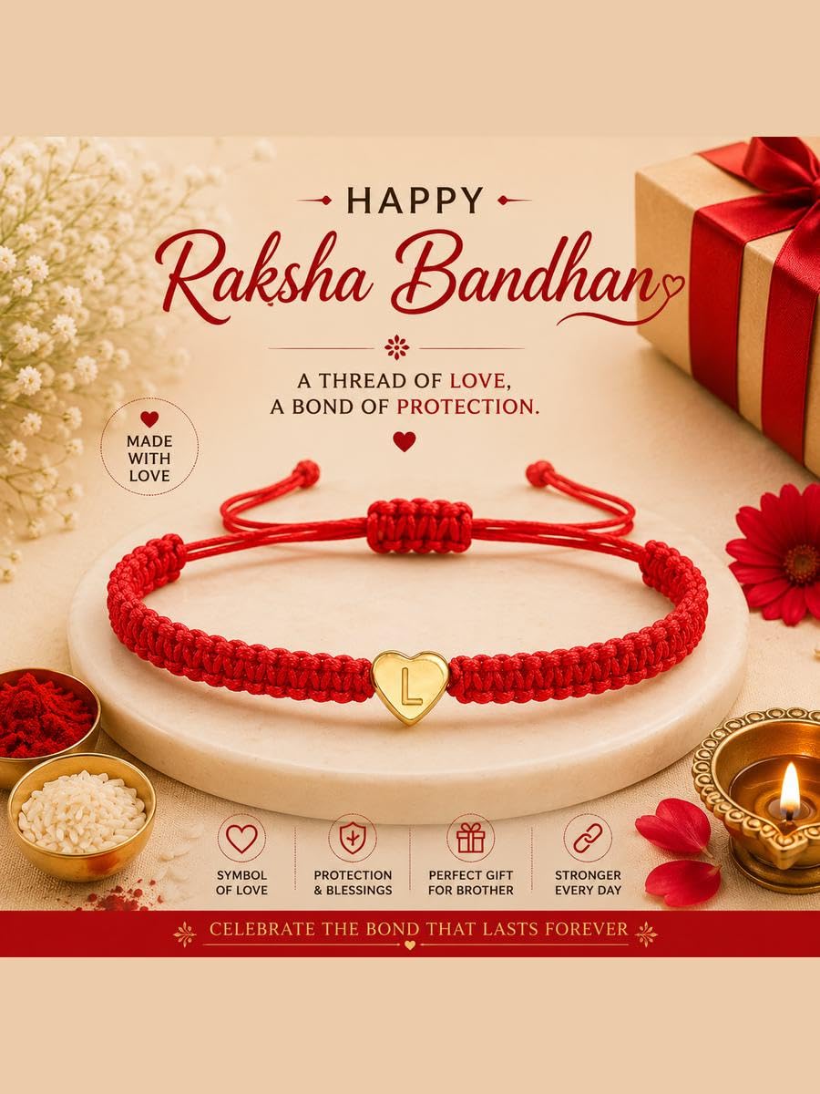 El Regalo Red Ethnic Rakhi Dori Unisex Rakhi-Adults - L letter