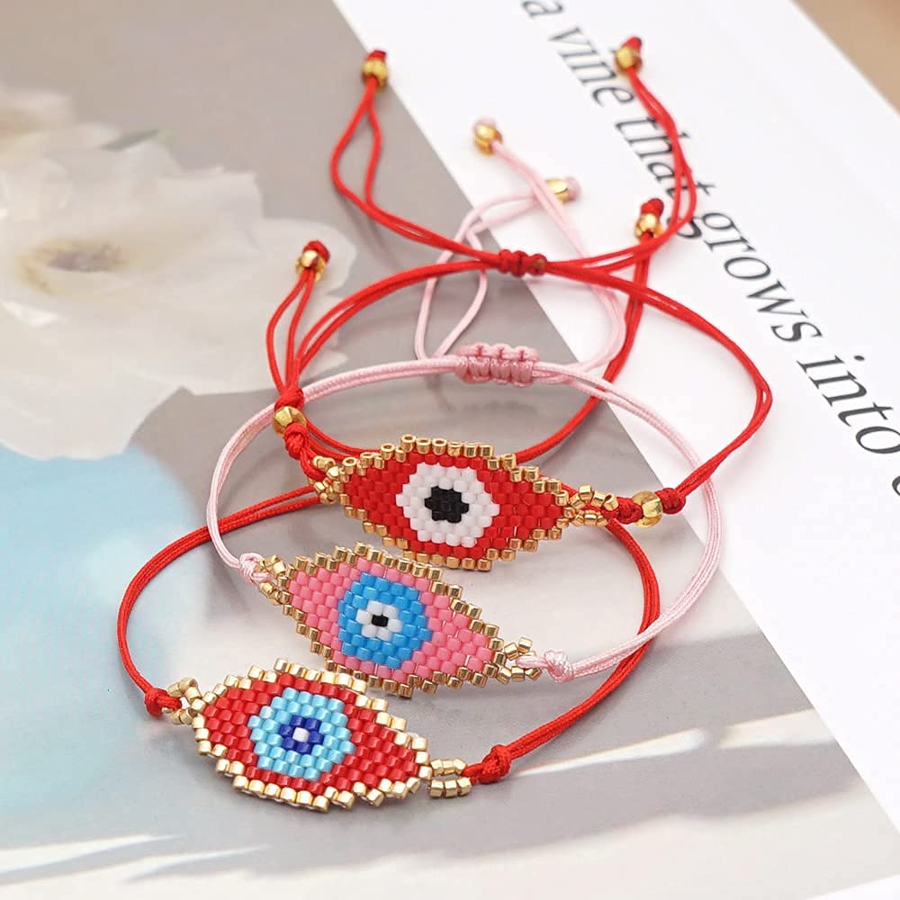 El Regalo Evil Eye Japanese Miyuki Seed Beads Lucky Unisex Bracelet | Handmade 100% Authentic Japanese Miyuki Seed Beads Bracelets (Blue)