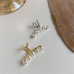 El Regalo 2PCs Tiny Pearl Cuff Cartilage Non-Pierced Clip On Earrings for Girls & Women- Vintage Pearl Clip Earrings (1 Silver+ 1 Golden)