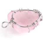 El Regalo Tree of Life Wire Wrapped Heart Shape Natural Quartz Stones Healing Crystal Chakra Pendant Necklace - Perfect Valentines Day Gift for Girls & Women (Rose Quartz)