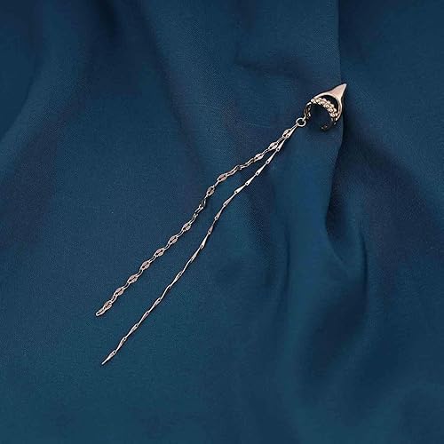El Regalo Elegant Palace Style Elf Ear Cuff Clip-On Earrings - Non-Piercing Long Tile Tassel Chain Ear Cuff, Western Statement Ear Clips for Women & Teens (Gold)