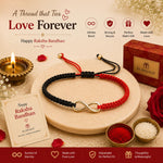 El Regalo 1PC Minimalist Infinity Rakhi for Brother- Simple Infinity Rakhi with Roli Chawal, Rakhi Message Card in Rakhi Gift box for Brother (Red & Black Shade)