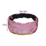 El Regalo 1 PC Reversible Sequins Stretchy Glittery Fashion Headbands for Teen Girls & Women (Pink/Silver)