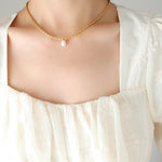El Regalo Elegant Warterproof 18K Gold Plated Pearl Dainty Ball Bead Chain Necklace - Stainless Steel Anti-Tarnish Jewelry for Women, Girls (Ball Beads Drop Pearl Chain)