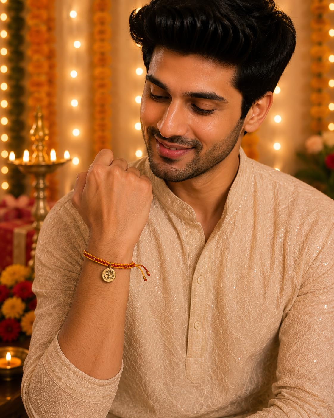 El Regalo OM Rakhi for Brother - Simple Yet Elegant AUM Bracelet Rakhi for Bhai/Bhaiya/Bhatija with Roli Chawal in Rakhi Gift Box