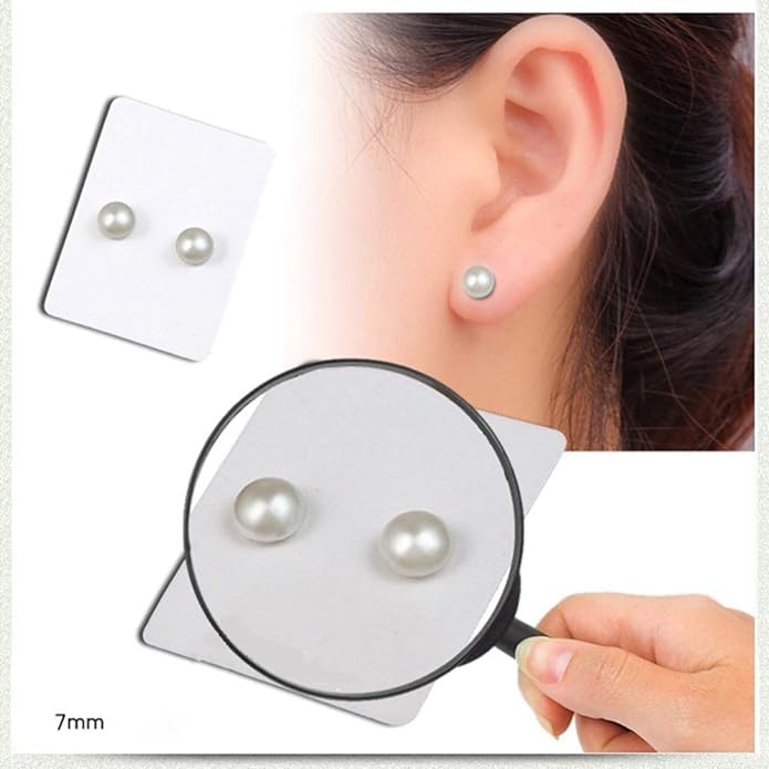 El Regalo 1 Pair Clip-On Magnetic No-Piercing White Pearl Stud Earrings - Fashionable Non-Piercing Magnetic Stud Earrings for Women