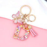 El Regalo Personalized Name Initials Butterfly Charm Keychain - Custom Letter Keyring with Pink Tassel & Butterfly Pendant, Purse, Bag, Backpack Accessory (D Letter)