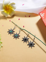 El Regalo Women's & Girl's 2 Pairs Of Contemporary Surya (Sun) Earrings With Natural Stones- Gift For Her (Option-3)