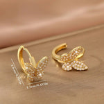 El Regalo Cubic Zirconia Butterfly Huggie Hoop Earrings - 14K Gold Plated Small Hoops for Girls, Teens & Women | Hypoallergenic Tiny Butterfly Earrings