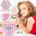 El Regalo 36 Pcs Adjustable Enamel Kids Rings - Unicorn, Rainbow, Strawberry, Flowers & More | No-Duplicate Dress-Up Jewelry Box for 4-12 Year Old Girls - Birthday, Christmas, Valentines