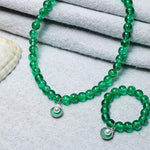 El Regalo 2 PCs Resin Shell Pendant Colorful Sparkly Crackle Beads Pendant Necklace & Bracelet Set for Kids/Girls- Christmas/Birthday Gift for Girls Kids (Green)