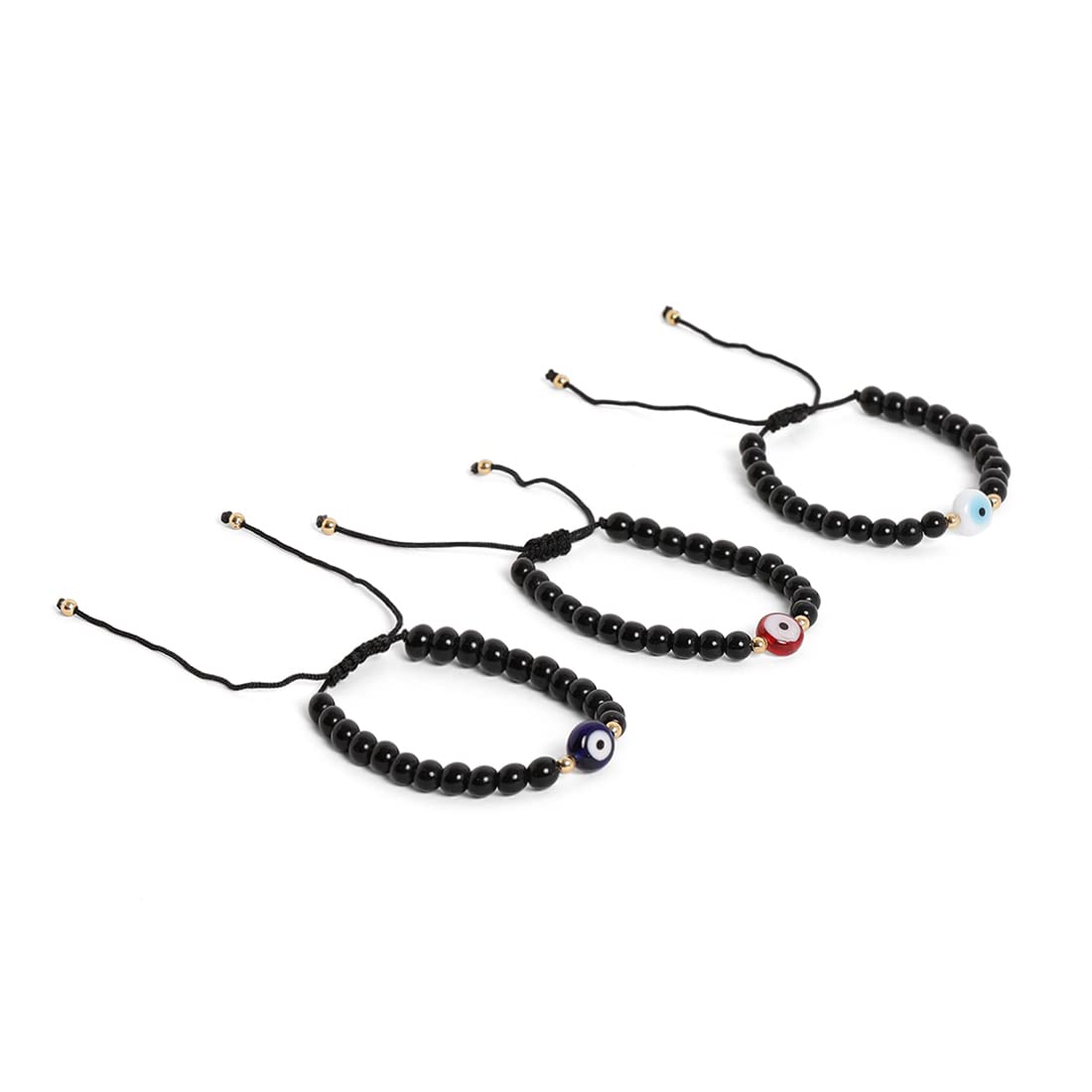El Regalo 1 PC Evil Eye Black Beads Handwoven Adjustable Unisex Bracelet for Men/Women/Girls/Boys (Red Evil Eye Bracelet)