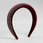 El Regalo Rhinestone Valvet Broad Party Headband- Padded Crystal Rhinestone Headband Embellished Hair Retro Jewelled Hairband Hair Accessory for Women Girl Wedding Parties Birthday (Maroon Red)