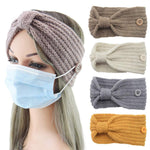 El Regalo Knitted Winter Twist Woolen Warm Headband with Buttons for Face Mask Cover | Cold Weather Hair Accessories Head Wrap | Winter Headbands for Women & Men (Plum Red)