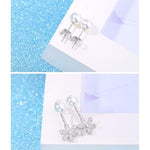 El Regalo Tiny Front Back Flower Pearl Earrings for Women | Premium Silver Plated CZ Studded Cute Jacket Earrings | 2-in-1 Versatile Minimalist Korean Style Earrings