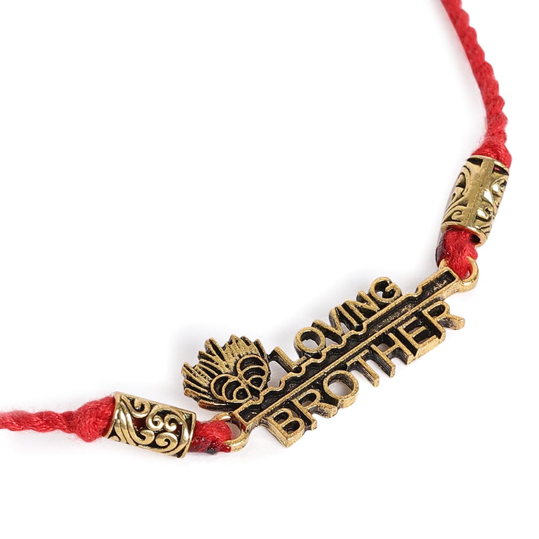 El Regalo Loving Brother Peacock Feather Thread Rakhi for Bhai/Bhaiya- Krishna Feather Red Thread Rakhi with Roli Chawal Shagun Pack, Rakhi Message Card in Rakhi Gift Box