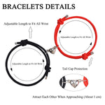 El Regalo Red & Black Heart Mutual Attraction Matching Rope Braided Magnetic Couple Bracelet Set for Unisex Adult