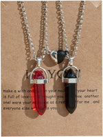 El Regalo Unisex 2Pcs/Set Crystal BFF Best Friend Magnetic Couple Matching Split Heart Pendant Necklaces for Besties/Couples - Valentines Day Gift (Red & Black)