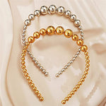 El Regalo 2 PCs Pearls Bridal Headband Set | Fancy Metallic Golden & Silver Beads Pearls Hairbands for Girls/Teens & Women Girls - Bridal Party Hair Accessories