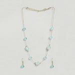 El Regalo 2PCs Crystals Beads Necklace & Earrings Jewelry Set for Kids/Girls & Teens - Shimmering/Matt Crystal Beads Fancy Jewelry Set (Sky Blue Crystals)