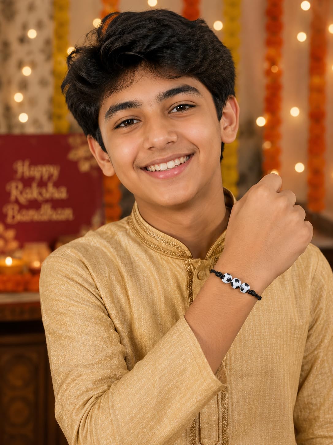 El Regalo 1PC Rakhi for Kids | Sports Balls Bracelet Rakhi for Brother- Rakhi for Sports Lover Bhai with Roli-Chawal Shagun, Message Card in Rakhi Gift Box for Kids/Adults (Option-8)