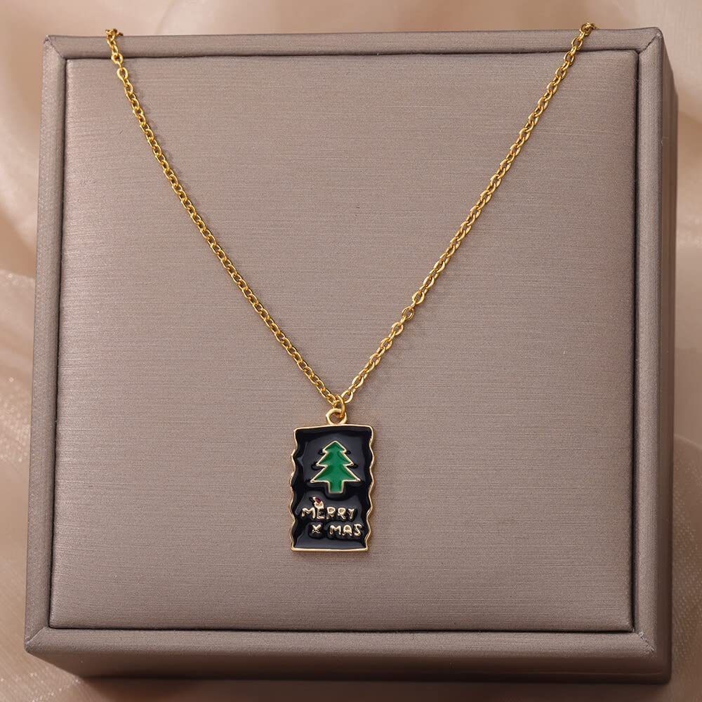 El Regalo 2 PCs Christmas Necklaces Set for Best Friends/Besties - Christmas Jewelry, Xmas Gifts for Kids, Girls, Teens, Women (Merry Xmas Necklaces)