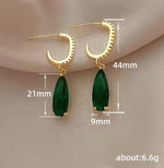 El Regalo Luxury 18K Gold Plated Emerald Green Teardrop Statement Earrings for Women | Sparkling Crystal Studded C-Hoop Dangle Earrings | Elegant Party & Wedding Jewelry Gift for Her