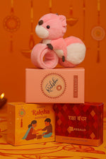 El Regalo Kids Rakhi - Cute Animal Plush Slap Band Rakhi for Boys & Girls | Panda, Shark, Dinosaur & More with Roli Chawal & Rakshabandhan Card | Fun Cartoon Soft Slap Bands for Children (Pink Squirrel)