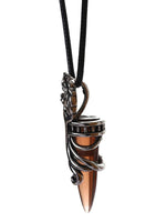 El Regalo Unisex Wolf Tooth Pendant Necklaces | Stainless Steel Wolf Crystal Pendant Adjustable Black Cord Unisex Necklace for Women & Men (Brown)