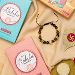 El Regalo 1 PC Natural Stones AD King Crown Rakhi for Brother/Bhai- Designer Handcrafted Natural Stones Rakhi with Roli-Chawal Shagun, Rakhi Message Card in Rakhi Gift Box (Brown & Golden)
