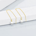 El Regalo Vintage Style Pearl Earrings for Girls & Women | Classic & Elegant | Available in Studs, Hooks, Threaders | Timeless Jewelry (Golden Pearl Threader)