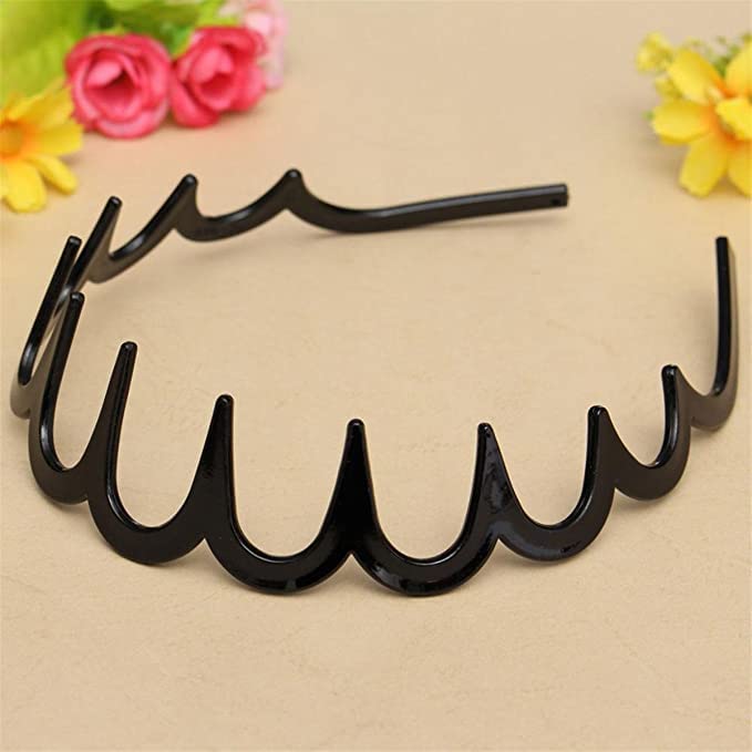 El Regalo 2 PCs Black & Tortoise Shell Teeth Waves Hair Hairbands | Hair Accessories/Headband for Girls & Women | Hairband Combo