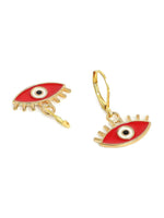 El Regalo 2 Pairs Cute Evil Eye Enameled Hoop Earrings - Gold Plated Dainty Evil Eye Hypoallergenic Fashion Earrings for Girls & Women (Option-1)