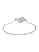 El Regalo 1PC Hamsa Hand CZ Evil Eye Chain Rakhi for Brothers | Lucky Evil Eye Rakhis with Roli Chanwal, Rakhi Message card in Rakhi Gift Box for Bhai/Bhabhi/Niece or Nephew (Silver Evil Eye)