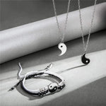 El Regalo Unisex 4 Pcs Yin Yang Necklace & Bracelet Set, 2 Pieces Matching Yin Yang Adjustable Cord Bracelet, Couple Pendant Necklace Chain For Friendship Boyfriend Girlfriend- Valentines Day Gift
