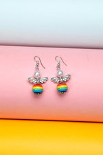 El Regalo Rainbow Angel Wings Pearl Earrings- Cute Small Hook Earrings with Colorful Wings & Elegant Pearls