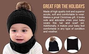 El Regalo Knitted Winter Hat and Scarf Combo Set for Kids. Warm Cap Beanie Pom Pom (Grey)
