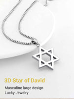 Star of David Necklaces, Stainless Steel 18K Gold Plated or Black Color Megan Star Pendant Amulet Israel Necklace Gift for Women Men, Small or Big, 1.57" x 1.18" x 3.7mm, Stainless Steel, No Gemstone