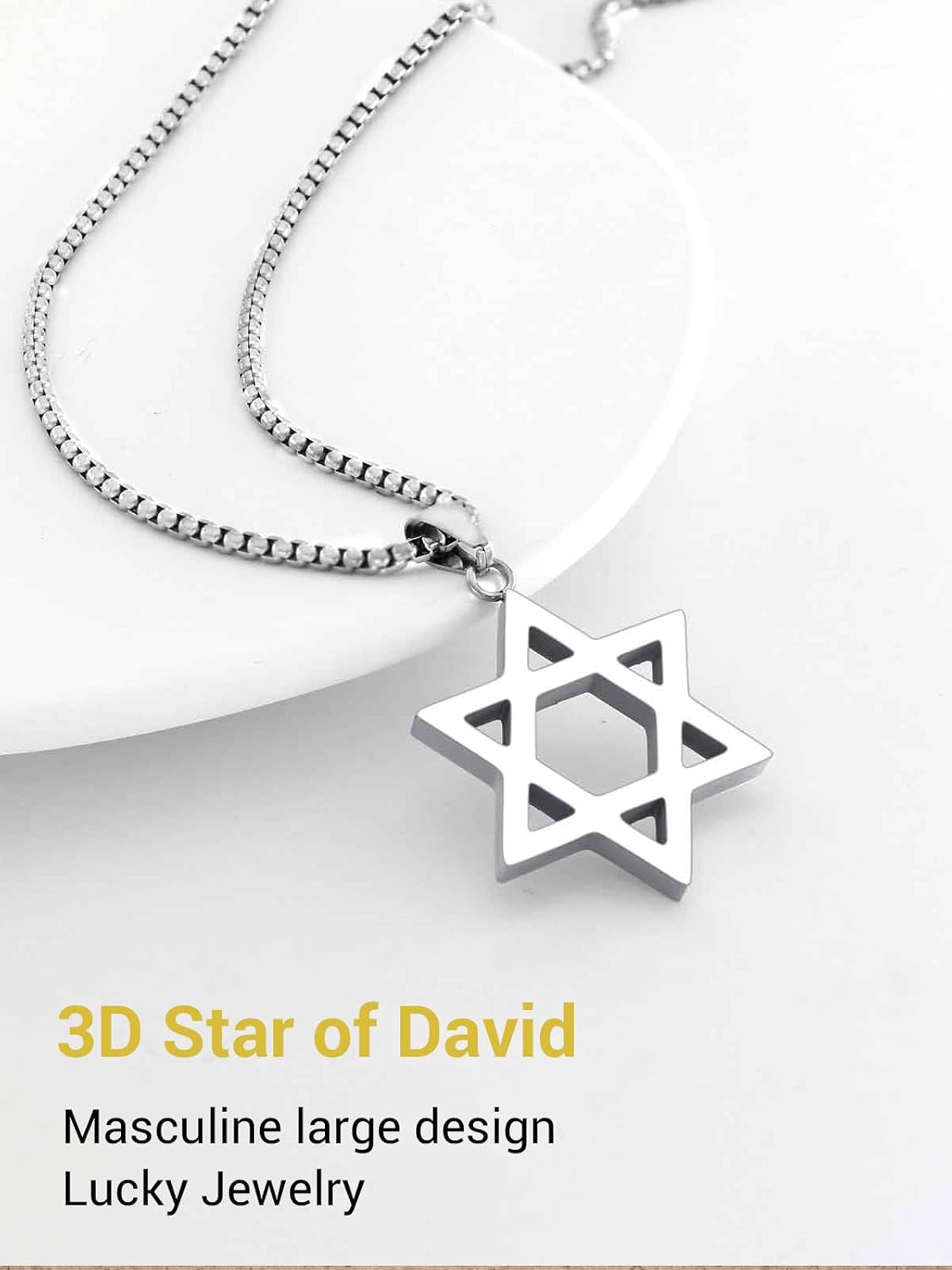 Star of David Necklaces, Stainless Steel 18K Gold Plated or Black Color Megan Star Pendant Amulet Israel Necklace Gift for Women Men, Small or Big, 1.57" x 1.18" x 3.7mm, Stainless Steel, No Gemstone