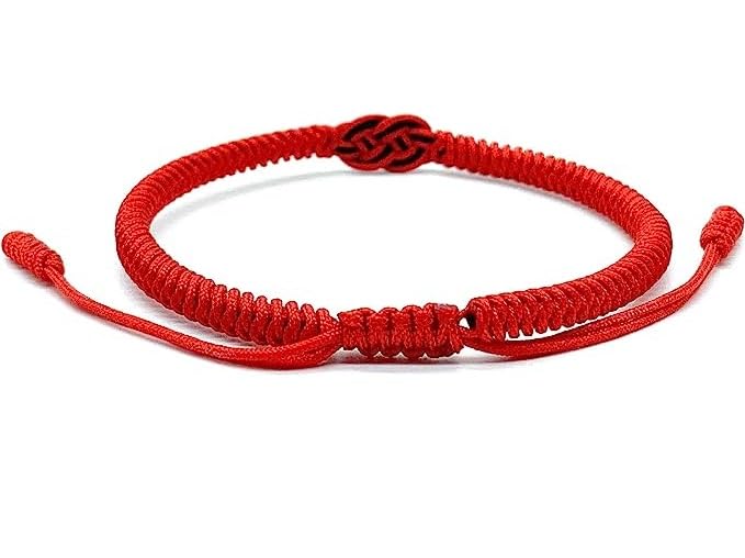 El Regalo 1 PC Red Yellow Mix Infinity Love Multicolor Lucky Bracelet for Men Women Tibetan Lucky Amulet Knot Bracelet Woven Thread String for Friend & Couple Peace & Protection (Red & Black Shade)