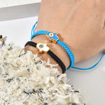 El Regalo 1 PC Hamsa Hand Evil Eye Charms Handmade Adjustable Unisex Bracelet for Girls/Boys/Men/Women (Navy Blue)