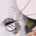 El Regalo "You Are My Sunshine" message Sun Flower Openable Pendant Necklace for Girls & Women (Metallic Silver)- Valentines Day Gift