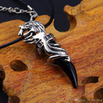 El Regalo Unisex Tooth Pendant Necklaces | Stainless Steel Crystal Pendant Adjustable Black Cord Unisex Necklace for Women & Men (Black)