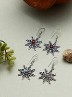 El Regalo Women's & Girl's 2 Pairs Of Contemporary Surya (Sun) Earrings With Natural Stones- Gift For Her (Option-2)