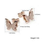 El Regalo Stainless Steel Small Butterfly NO RUST Earrings- Butterfly Matt Finish Rose Gold Plated Stainless Steel Cute Stud Earrings for Women/Girls