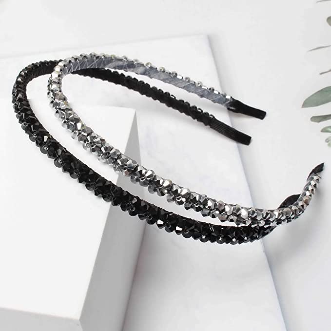 El Regalo 4 Pieces Crystal Rhinestone Headbands Shiny Non-Slip Beaded Hairband Hair Bands Hair Accessories Hair Decoration for Women Girls (Option-2)