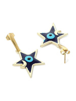 El Regalo 2 Pairs Evil Eye Hypoallergenic Dangle Heart, Star, Rainbow Studs/Hook Earrings - Handcrafted Golden Enamel Evil Eye Earrings for Girls & Women (Option- 6)