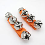 El Regalo 2PCs Jingle Bells Christmas Bracelets | Wrist & Ankle Bells for Party Favors, Musical Rhythm & Christmas Decor | Adjustable Percussion Instruments (Orange)
